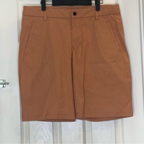 Lululemon Mens Commission Golf Shorts Size 36 Orange Check Print Color - Picture 8 of 9